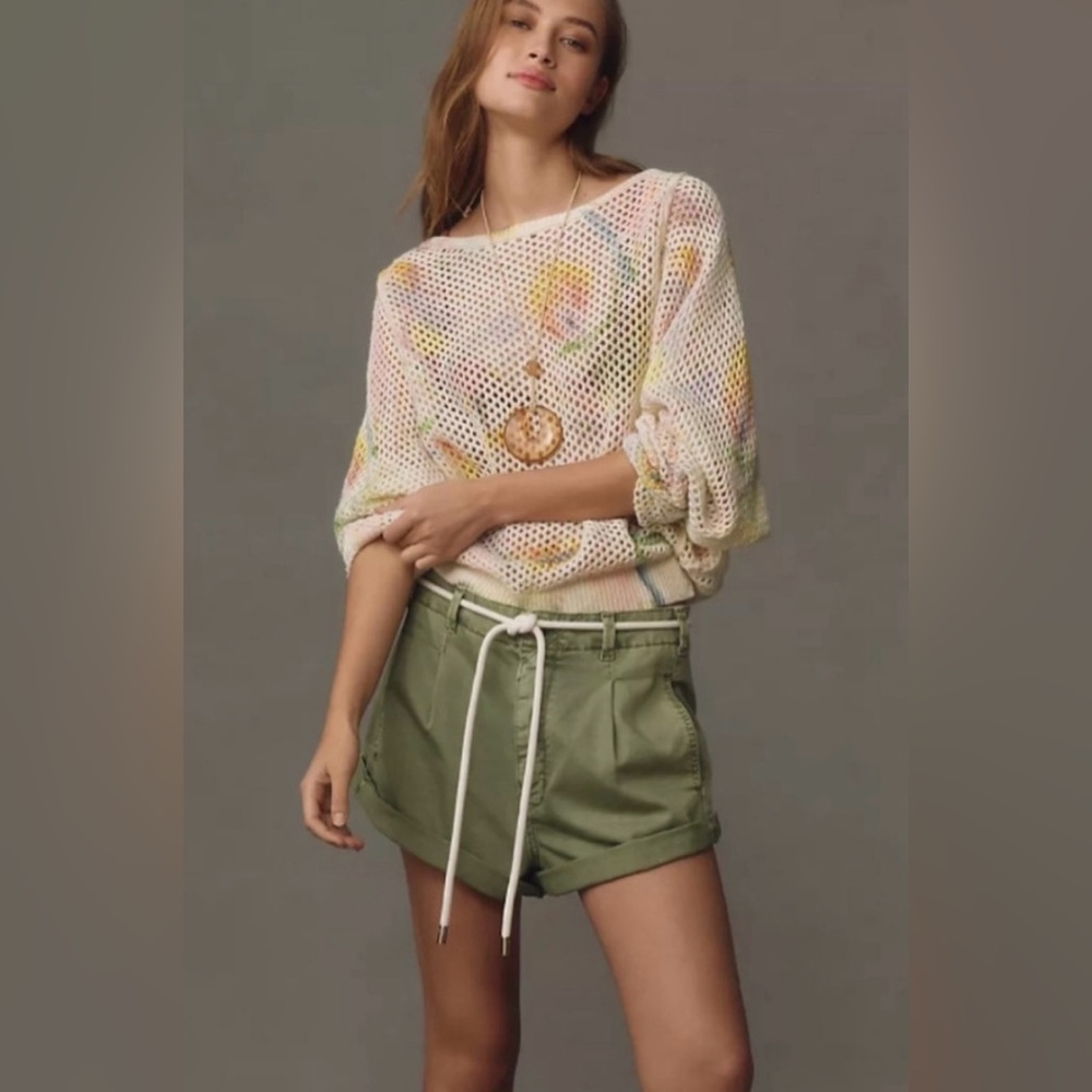 Anthropologie Klaas Jonkman Multicolor Mesh stitch crew neck sweater Medium